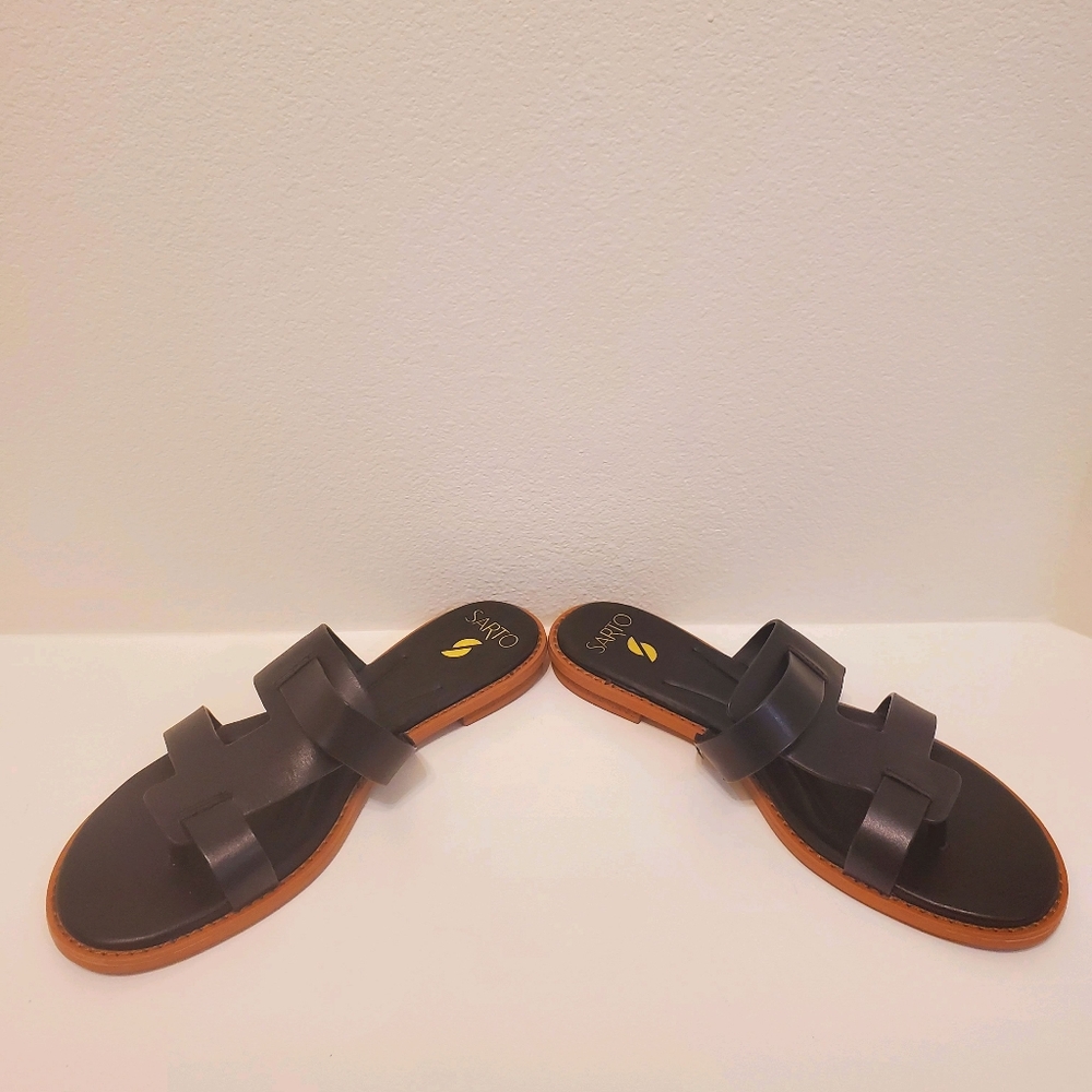 Franco Sarto Womens Black Leather Gretta Slide slip on Sandal NWT - Picture 4 of 12
